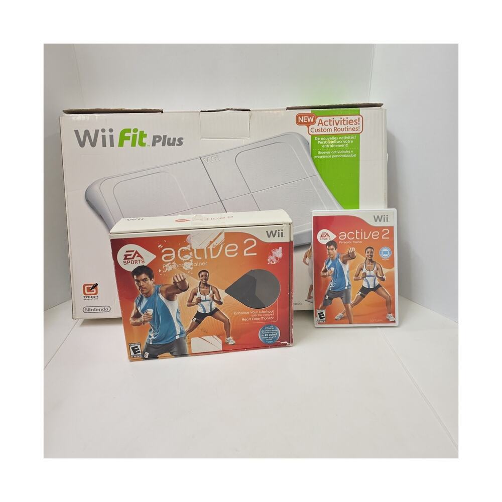 Nintendo Wii Fit Plus Balance Board Bundle Active 2 Personal Trainer Game - Picture 8 of 8